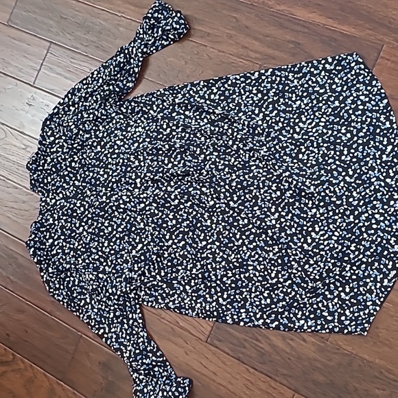 Ava & Grace Black Button Down Abstract Polka-dot Shirt Style Dress size 1X - Picture 2 of 7